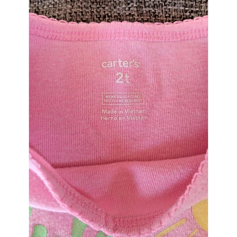 Pajamas 2T Carters Short Sleeve Shorts Pink Hula Monkey Polka Dots